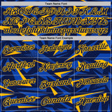 Custom Navy Thunder Blue-Gold Cyber Mecha E-sport Geometric Shards Spike Performance Polo Shirt