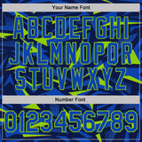 Custom Navy Thunder Blue-Neon Green Cyber Mecha E-sport Geometric Shards Spike Performance Polo Shirt