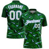 Custom Green White Grass Green-Light Blue Cyber Mecha E-sport Geometric Shards Spike Performance Polo Shirt