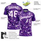 Custom Purple White-Medium Purple Cyber Mecha E-sport Geometric Shards Spike Performance Polo Shirt