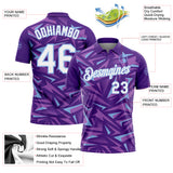 Custom Purple White Medium Purple-Light Blue Cyber Mecha E-sport Geometric Shards Spike Performance Polo Shirt