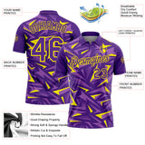 Custom Purple Medium Purple-Light Yellow Cyber Mecha E-sport Geometric Shards Spike Performance Polo Shirt