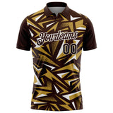 Custom Brown Old Gold-White Cyber Mecha E-sport Geometric Shards Spike Performance Polo Shirt