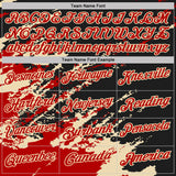 Custom Black Red-Cream Brush Stroke Shatter Splatter Performance Polo Shirt