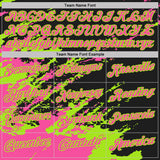 Custom Black Pink-Neon Green Brush Stroke Shatter Splatter Performance Polo Shirt