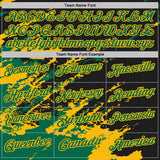 Custom Black Kelly Green-Gold Brush Stroke Shatter Splatter Performance Polo Shirt