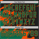 Custom Black Kelly Green-Orange Brush Stroke Shatter Splatter Performance Polo Shirt