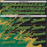 Custom Black Kelly Green-Old Gold Brush Stroke Shatter Splatter Performance Polo Shirt
