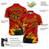 Custom Red Black-Gold Brush Stroke Shatter Splatter Performance Polo Shirt