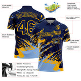 Custom Navy Light Blue-Gold Brush Stroke Shatter Splatter Performance Polo Shirt