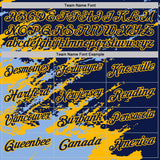 Custom Navy Light Blue-Gold Brush Stroke Shatter Splatter Performance Polo Shirt