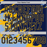 Custom Navy Light Blue-Gold Brush Stroke Shatter Splatter Performance Polo Shirt