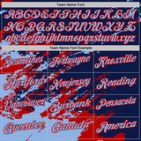 Custom Navy Light Blue-Red Brush Stroke Shatter Splatter Performance Polo Shirt