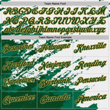 Custom White Green Kelly Green-Old Gold Brush Stroke Shatter Splatter Performance Polo Shirt