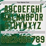 Custom White Green Kelly Green-Old Gold Brush Stroke Shatter Splatter Performance Polo Shirt