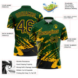 Custom Green Black-Gold Brush Stroke Shatter Splatter Performance Polo Shirt