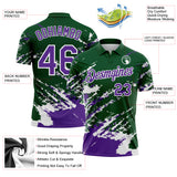 Custom Green Purple-White Brush Stroke Shatter Splatter Performance Polo Shirt