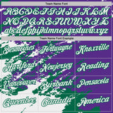 Custom Purple White-Kelly Green Brush Stroke Shatter Splatter Performance Polo Shirt