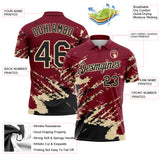 Custom Crimson Black-Cream Brush Stroke Shatter Splatter Performance Polo Shirt