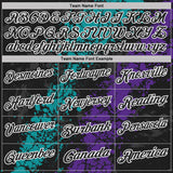 Custom Black Teal Purple-White Dripping Splatter Cracked Texture Performance Polo Shirt