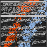 Custom Black Orange Light Blue-White Dripping Splatter Cracked Texture Performance Polo Shirt