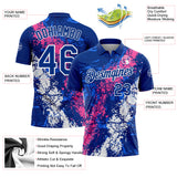Custom Royal Pink-White Dripping Splatter Cracked Texture Performance Polo Shirt