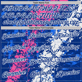 Custom Royal Pink-White Dripping Splatter Cracked Texture Performance Polo Shirt