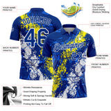 Custom Royal Light Yellow-White Dripping Splatter Cracked Texture Performance Polo Shirt