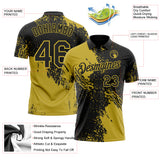 Custom Black-Old Gold Distressed Scratch Brush Stroke Performance Polo Shirt
