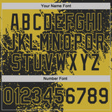 Custom Black-Old Gold Distressed Scratch Brush Stroke Performance Polo Shirt