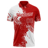 Custom Red-White Distressed Scratch Brush Stroke Performance Polo Shirt