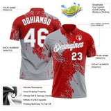 Custom Red White-Gray Distressed Scratch Brush Stroke Performance Polo Shirt