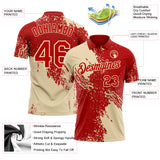 Custom Red-Cream Distressed Scratch Brush Stroke Performance Polo Shirt