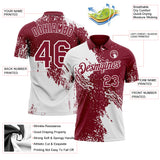 Custom Crimson-White Distressed Scratch Brush Stroke Performance Polo Shirt