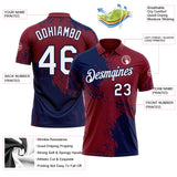 Custom Crimson White-Navy Distressed Scratch Brush Stroke Performance Polo Shirt