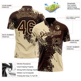 Custom Brown-Cream Distressed Scratch Brush Stroke Performance Polo Shirt