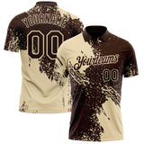 Custom Brown-Cream Distressed Scratch Brush Stroke Performance Polo Shirt