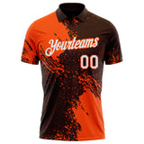 Custom Brown White-Orange Distressed Scratch Brush Stroke Performance Polo Shirt