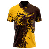 Custom Brown-Gold Distressed Scratch Brush Stroke Performance Polo Shirt
