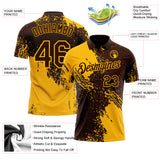 Custom Brown-Gold Distressed Scratch Brush Stroke Performance Polo Shirt