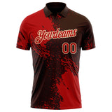 Custom Brown Red-Cream Distressed Scratch Brush Stroke Performance Polo Shirt
