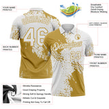 Custom White-Old Gold Distressed Scratch Brush Stroke Performance Polo Shirt