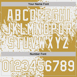 Custom White-Old Gold Distressed Scratch Brush Stroke Performance Polo Shirt