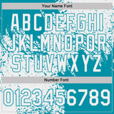 Custom White-Teal Distressed Scratch Brush Stroke Performance Polo Shirt