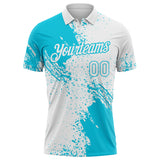 Custom White-Lakes Blue Distressed Scratch Brush Stroke Performance Polo Shirt