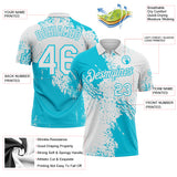 Custom White-Lakes Blue Distressed Scratch Brush Stroke Performance Polo Shirt