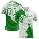 Custom White-Grass Green Distressed Scratch Brush Stroke Performance Polo Shirt