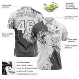 Custom White-Steel Gray Distressed Scratch Brush Stroke Performance Polo Shirt