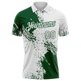 Custom White-Green Distressed Scratch Brush Stroke Performance Polo Shirt