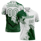 Custom White-Green Distressed Scratch Brush Stroke Performance Polo Shirt